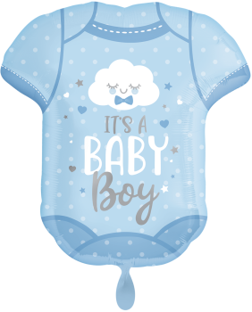 XL Folienballon - Baby Boy, Strampler, blau - 60cm